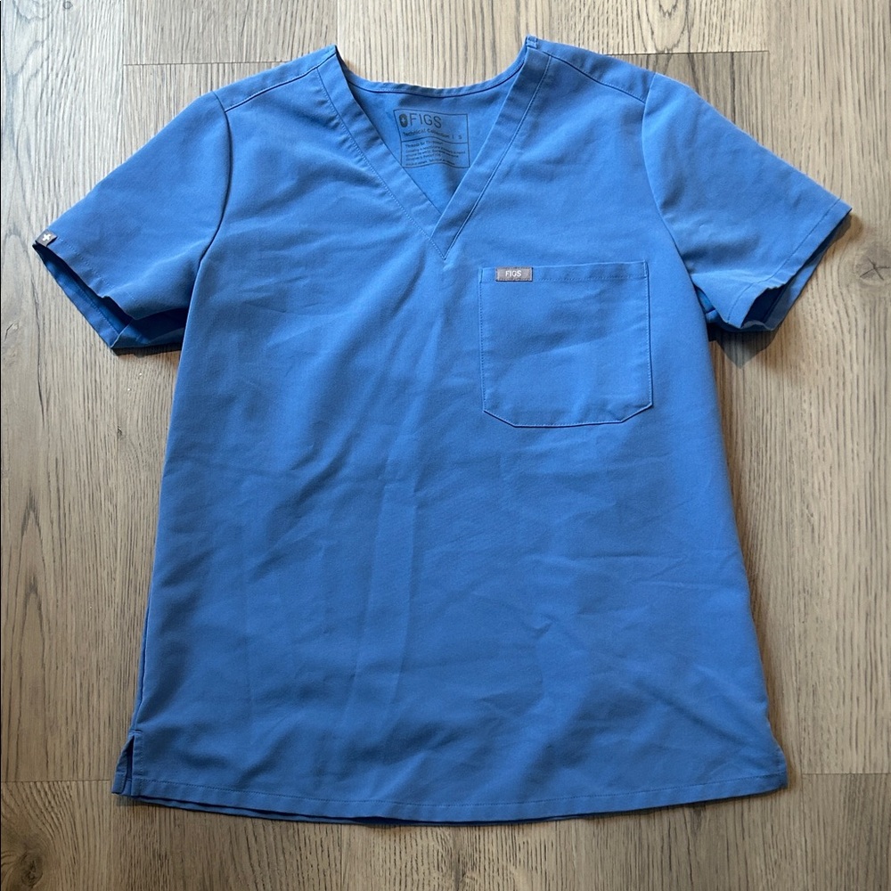 Figs Catarina One Pocket Scrub Top Ceil Blue Size Small